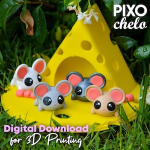 Plik STL do druku 3D, figurka ruchoma z ruchomą myszką, projekt Flexi (pobranie cyfrowe)