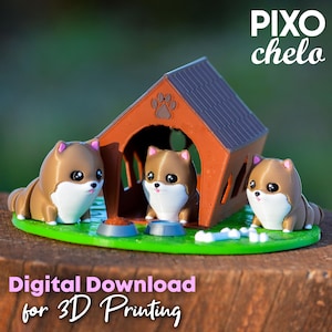 Super Sweet Puppy flexi .STL File for 3dPrinting, Articulated Fidget Figure, Print-In-Place, Cute Flexi