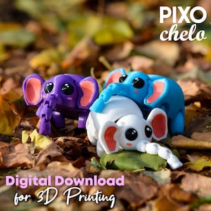 Super Sweet mini  Elephant .STL File for 3dPrinting, Articulated Fidget Figure, Print-In-Place, Cute Flexi