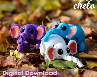 Super Sweet mini  Elephant .STL File for 3dPrinting, Articulated Fidget Figure, Print-In-Place, Cute Flexi
