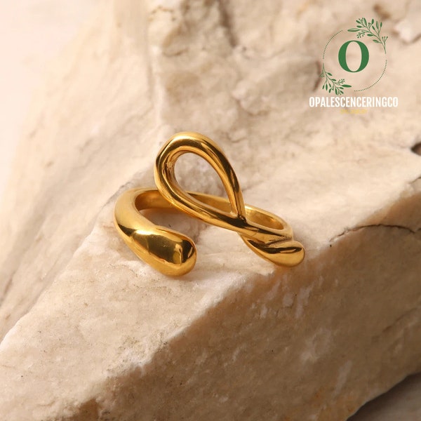 Promise Knot (18K Gold Plated Stainless Steel) - Women's Luxury Adjustable Rings (Hand Made)