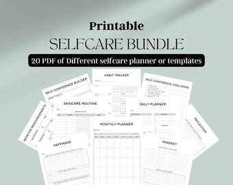 Offre groupée Slefcare, planificateur d'entretiens personnels, journal d'entretien personnel, cahier d'exercices, outil de suivi, agenda imprimable