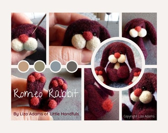 DIY Needle Felting Tutorial.  Create Romeo Rabbit by Liza Adams.  Instant Download.