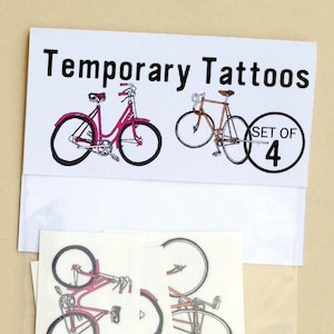 Bicycle Temporary Tattoos -  Ephemeral Whimsy – Super Cool    - Town Bike and Fixed Gear - Fake Tatts