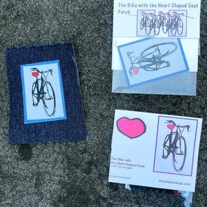 Iron-On Bicycle Patch Bike with Heart-Shaped Seat 3x2 image 2