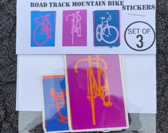 Vibrant Bike Adventures Sticker Set - Colorful Road, Track, and Mountain Bikes