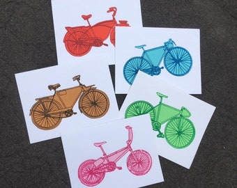 Bike Note Cards – Handmade Bicycle Cards, Colorful Cycling Stationery Set