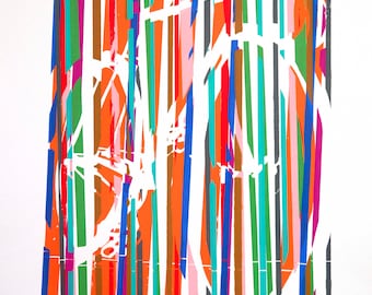 Handmade Track Bike Screenprint: Colorful Cycling Art (18x24" Frame)