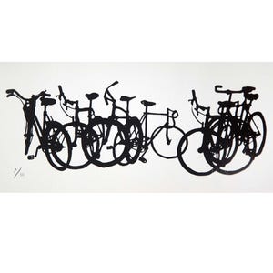 Bike Stack Poster: Ein Klassiker in Schwarz & Creme Handgemachte Stadt, Berg, Piste - Fahrrad Kunstdruck, Fahrrad Kunstdruck, Fahrrad Kunstdruck