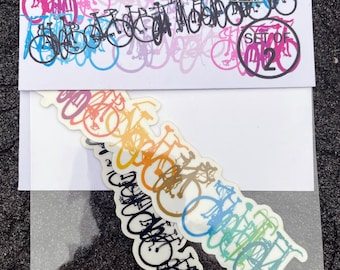 Stijlvolle fietsstapelstickers - regenboog- en klassieke fietssilhouetten