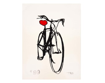 Heart Bicycle Art Print - Valentine’s Day Gift for Cyclists and Bike Lovers