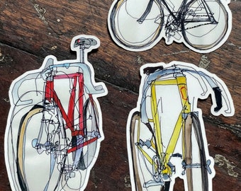 Sleek Track Bike Scribble - Set of Cool Stickers for Cyclists