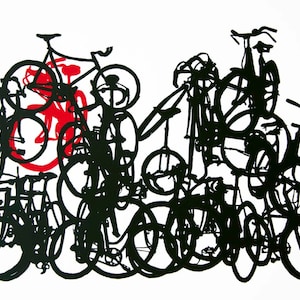 Bicycle Art Print, Bike Art Print - Bike Stack 10-21