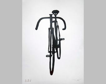 Super Cool Vintage Classic 1930's Track Racing Bicycle Silhouette Print Bike Art Cycling Schwinn Paramount