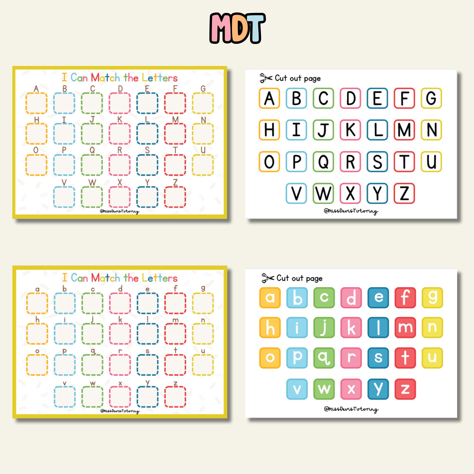 ABC Alphabet Matching Game, Montessori Letter Match, Lettering Practice ...