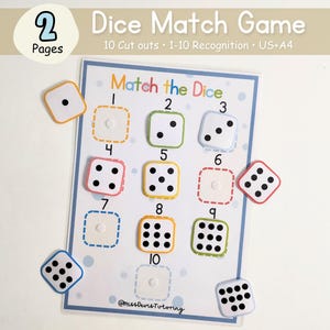 Jeu de dés mathématique imprimable pour enfants | Feuilles d&#39;exercices amusantes sur les additions et les soustractions | Activités d&#39;apprentissage précoce | Ressources pour l&#39;école à la maison et la classe