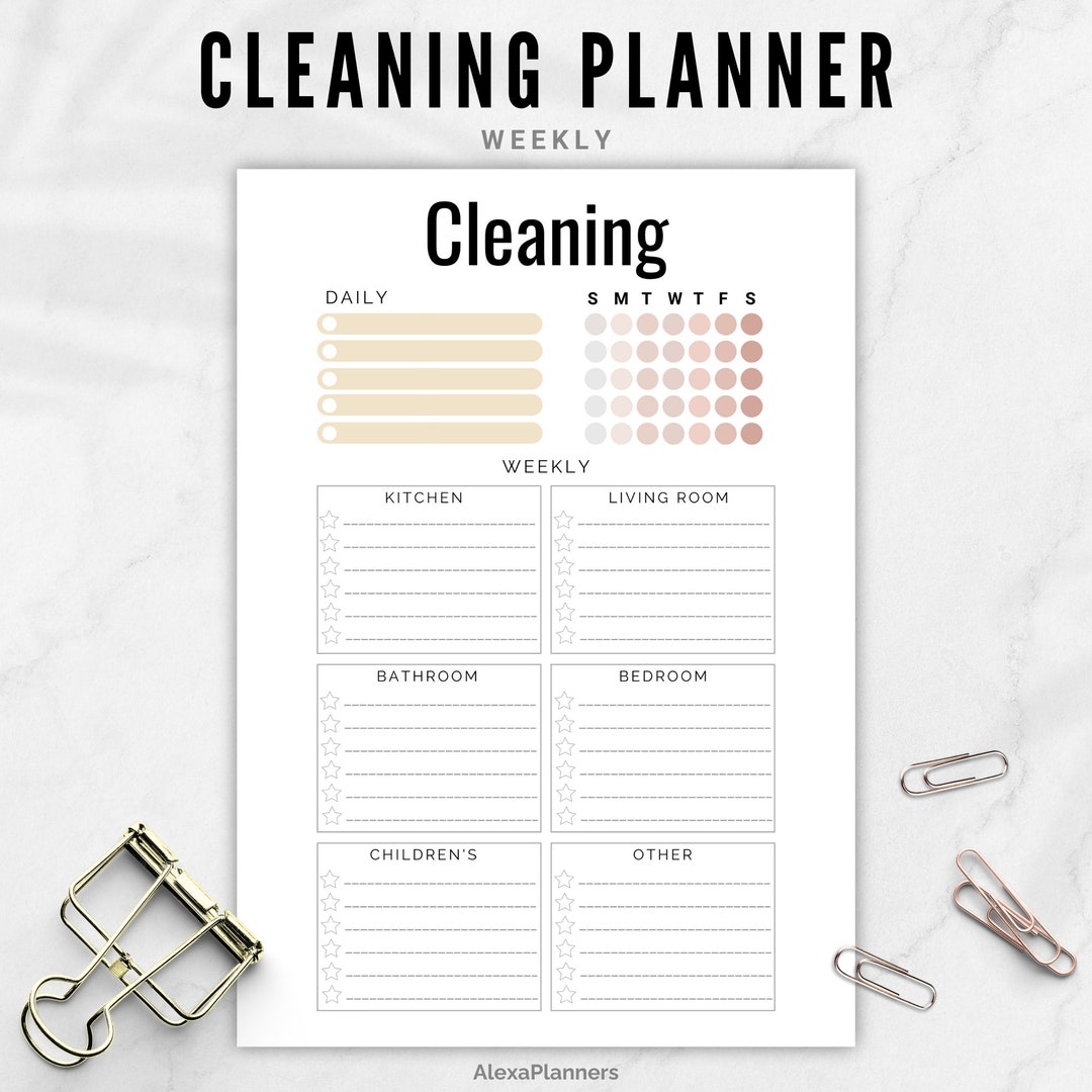 Weekly Cleaning Planner, Cleaning Checklist Schedule, A5 Planner ...