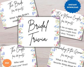 Brudshower-quizspel - Vildblommor - Direktnedladdning - PDF