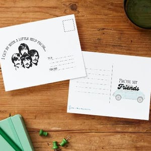 Cartolina di amicizia scaricabile ispirata ai Beatles - "Me la cavo con un piccolo aiuto dai miei amici"