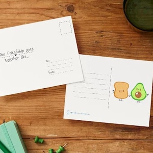 Cartolina dell'amicizia Avocado Toast: download digitale per spedizione, stampa e invio di sorrisi