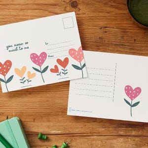 You Mean So Much - Blumen & Herzen - Herunterladbare Postkarte