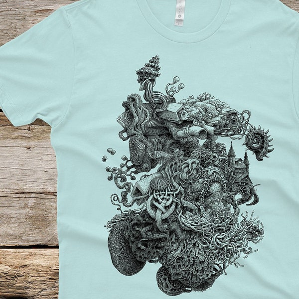 Camisa extraña - Regalo de hombre - Camiseta surrealista - Arte oceánico - Surrealismo - Arte surrealista - Cosas raras - Regalos únicos extraños Camisa fresca