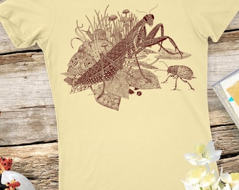 Nature Gift - Animal Shirt - Bug - Women's Tshirt - Women's Graphic Tee - Women's Gift - Praying Mantis Insect - Art Lover Gift
