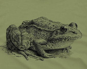 Horace the Frog T-Shirt: Hand Screen Printed Animal Tee, Men's graphic art frog gift