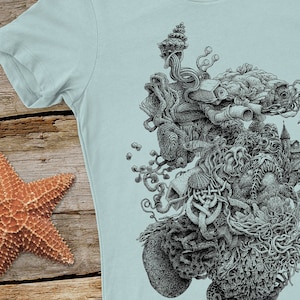 Women's Tide Pool Shirt - Weird Art Shirt - Ocean Art - Surrealism - Surreal Tshirt - Weird Stuff - Unique Strange Shirt - Cool Shirt