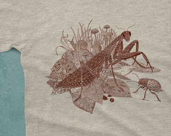 Bidsprinkhaan Mannen T-shirt - Insectenshirt - Heren Grafisch T-shirt - Insectenkunst - Unieke geschenken voor hem - Prooisprinkhaan