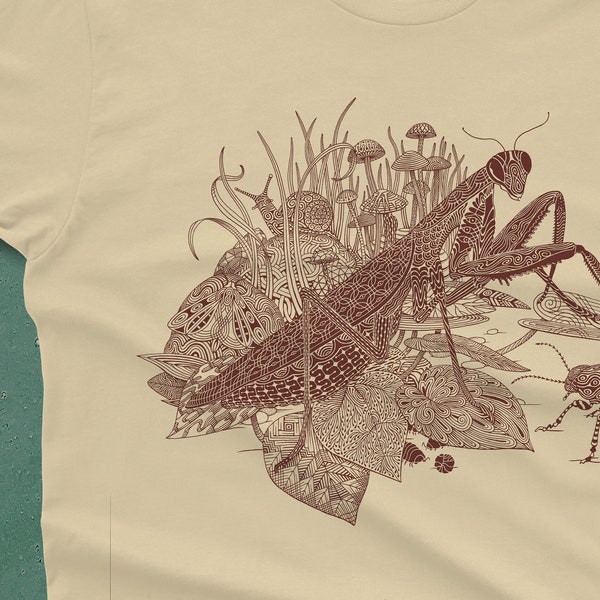 Praying Mantis Shirt - Men's insect T-shirt - Screen Printed Shirt - Praying Mantis - Beetle - Animal Tshirt