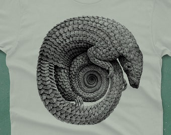 Pangolin T-Shirt: Optical Illusion Graphic Tee, Hand Screen Printed Graphic Shirt or Lithographic Print