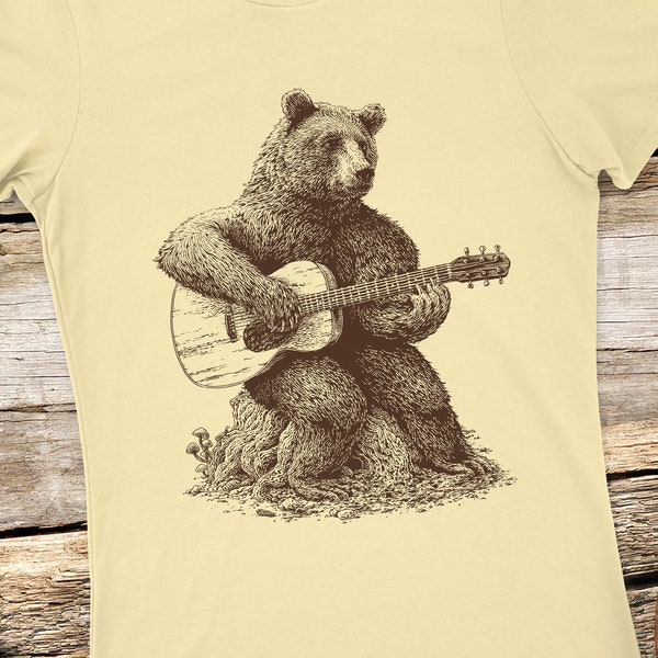 Bear Guitar Shirt - Women's Guitar Shirt - Women's Guitar T-shirt - Music Shirt - Women's Music Gift Bear Art Nature Gift