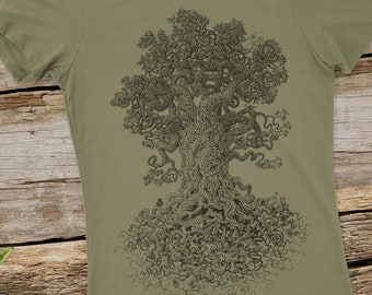 Tree of Life Shirt - Dames Grafisch T-shirt - Knoestig Boom Shirt - NatuurLiefhebber Gift - Forest Art - Tree Art