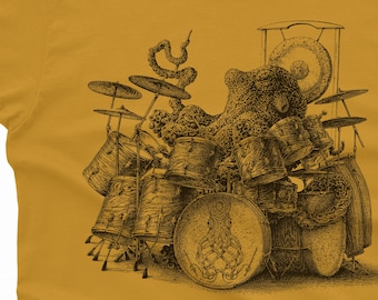 Octopus Playing Drums Camicia - Camicia da uomo Octopus - Regalo t-shirt Octopus - Regalo batterista Camicia Octopus Camicia batterista Camicia batterista