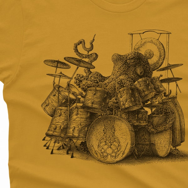 Octopus Playing Drums Camicia - Camicia da uomo Octopus - Regalo t-shirt Octopus - Regalo batterista Camicia Octopus Camicia batterista Camicia batterista