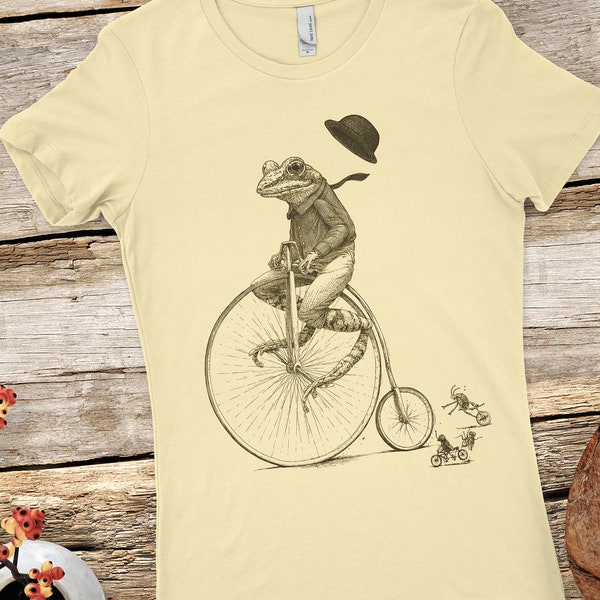 Women's Frog Shirt - Animal on Bike Shirt - Bicycle T-shirt - Gift for wife or girlfriend - Frog Tshirt