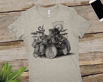 Octopus T-Shirt voor Vrouwen - Octopus Spelen Drums Shirt - Octopus Shirt Gift - Vrouwen Grafisch Tee Octopus Geschenken Octopus Drummer Muziek Shirt