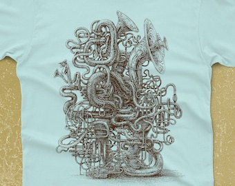 Twisted Brass Instrument T-Shirt: Musician Gift, French Horn Trombone Tuba Euphonium Baritone Gift