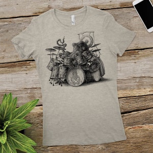 Women's Octopus T-Shirt Octopus Playing Drums Shirt Octopus Shirt Gift Women's Graphic Tee Octopus Gifts Octopus Drummer Music Shirt image 1