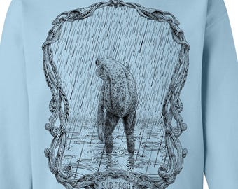 Sudadera de rana triste, cuello redondo de rana divertida, sudadera Gildan serigrafiada, regalo con humor animal