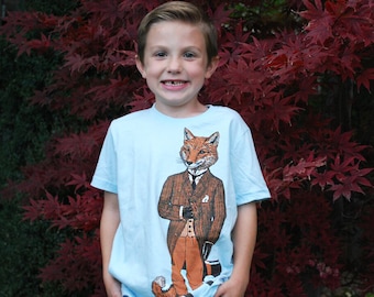 Children's Fox Shirt - Kids Tee - Stylish Fox T-shirt - Children's Gift - Dapper Fox Shirt - Kids' Gift - Animal Tshirt