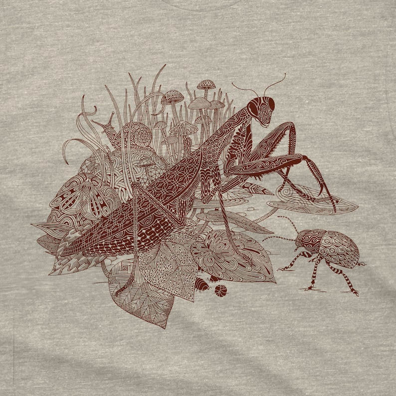 Praying Mantis Shirt Men's insect T-shirt Screen Printed Shirt Praying Mantis Beetle Animal Tshirt image 2