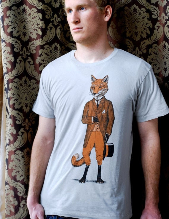 Dapper Fox T-shirt - Stylish Fox Shirt - Original Fox Art - Fox in Suit - Men's Animal Shirt - Men's Clothing
