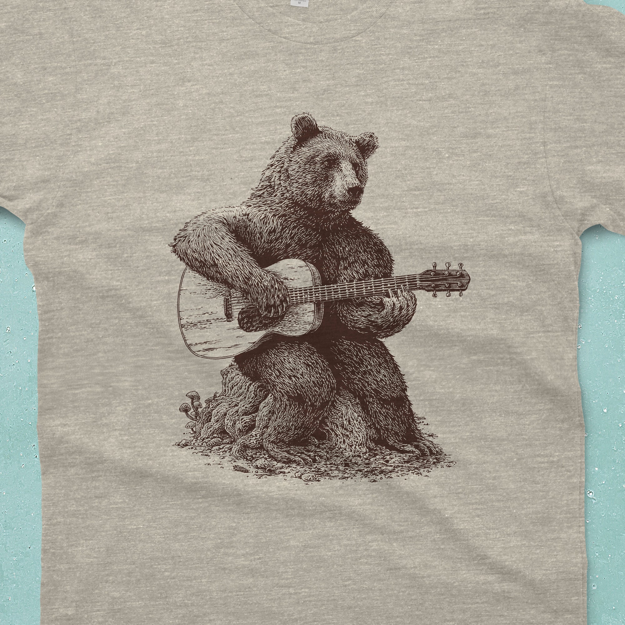 Discover Bear T-Shirt Gift - Bear Playing Guitar Shirt - Men's Bear Shirt