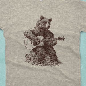 The Original Bear Guitar T-Shirt Bear Playing Guitar Shirt Men's Bear Shirt Men's Graphic Tee Bear Guitar Bear Gifts Music Gift Heather Gray