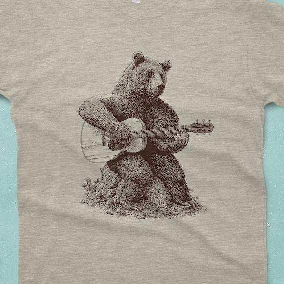 Kleding Herenkleding Overhemden & T-shirts T-shirts T-shirts met print Bear T-Shirt Gift Heren Bear Shirt Heren Graphic Tee Bear Guitar Bear Gifts Music Gift Bear Playing Guitar Shirt 