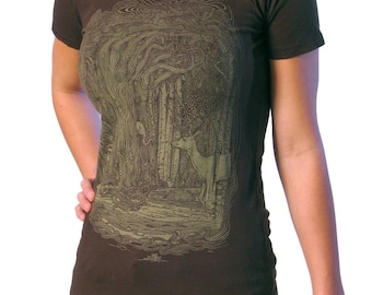 Tangled Forest T-shirt - Women's Surreal Shirt - Graphic Tee for Women - Deer Tee - Enchanted Forest - Nature Lover Gift