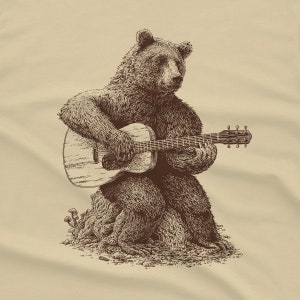 Bear playing guitar, bear shirt, acoustic guitar T-shirt
