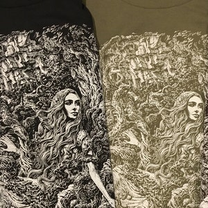 Nature lovers screen printed tee available on black and army colored Next Level 100% cotton shirts. Artwork is drawn by shop owner Michael Phipps.